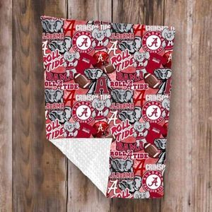 NEW ALABAMA CRIMSON ROLL TIDE MINKY BLANKET